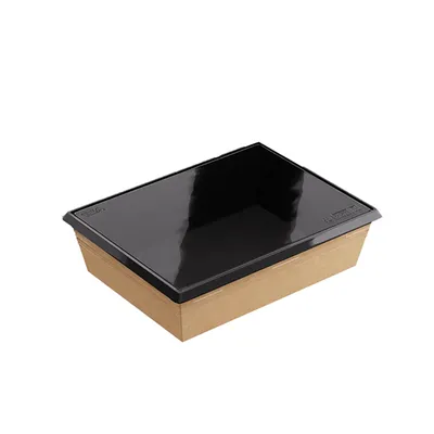 Контейнер бумажный OneClick картон 1л ,H=55,L=150,B=200мм черный, Цвет: Черный, Объем по данным поставщика (мл): 1000, изображение 3