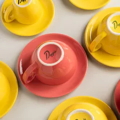 Чашка кофейная «Пур-Амор» фарфор 80мл D=66/40,H=55,L=90мм желт.,белый, изображение 2