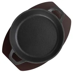 Сковорода для фахитос «Эмбер Каст Мэтт» чугун,дерево D=140,H=45мм черный,тем.дерево, изображение 2