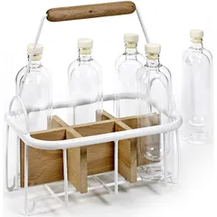 Подставка для бутылок «Корзина» переносная (на 6 шт) металл,дерево ,H=36,L=34см, изображение 2