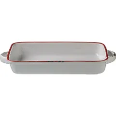 Форма для запекания с ручкой керамика ,H=35,L=220мм белый,красный, изображение 3