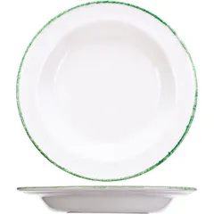 Deep plate “Green Dapple”  porcelain  D=21.5 cm  white, green.