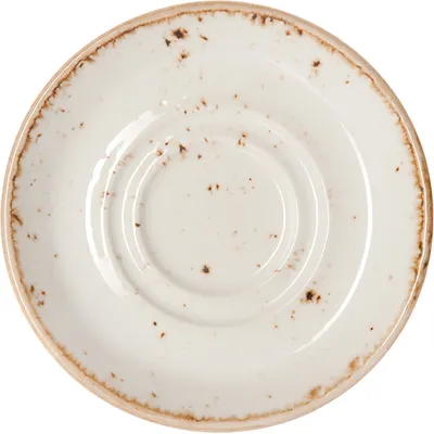 Блюдце «Крафт Вайт» фарфор D=110/40,H=13мм белый,коричнев., Цвет: Белый, Диаметр (мм): 110