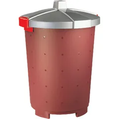 Tank with lid polyprop. 65l D=50,H=55cm burgundy, gray
