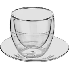 Бокал для горячих напитков «Проотель» с блюдцем двойные стенки термост.стекло 80мл D=6/10,H=6см проз, изображение 2