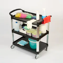 Тележка сервировочная 3 яруса полипроп. ,H=93,L=98,B=53см черный, изображение 2