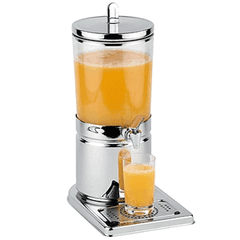 Dispenser for cold drinks  steel, plastic  4 l , H=43.8, L=32, B=20.9 cm  metallic, transparent.