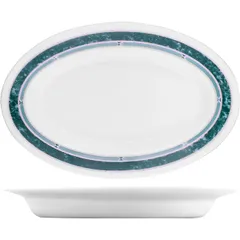 Dish "Rialto" oval  glass  150 ml , H=28, L=220, B=140mm  white, green.