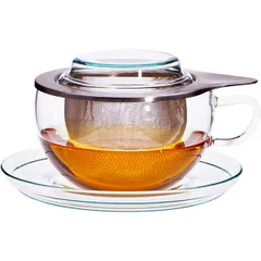 Tea set 4 pcs. “Tee time”  glass, stainless steel  0.53 l , H=73, L=162, B=156mm  clear, silver.