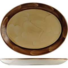 Dish “Peppercorn” oval  porcelain , L=34cm  brown, beige.