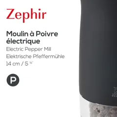 Мельница для перца «Зефир» электрическая (батарейки) пластик,сталь нерж. D=54,H=140мм прозр.,черный, изображение 2