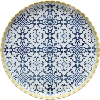 Тарелка «Селинунте» с бортом фарфор D=21см синий,белый