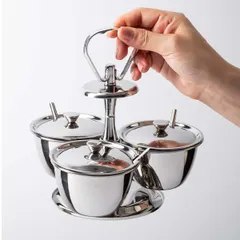 Набор емкостей фуршетных для соусов и специй (3 чаши) сталь нерж.,пластик D=10,H=20,5см металлич., изображение 4