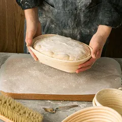 Корзина для расстойки теста овальная на 0,75кг ротанг ,H=75,L=240,B=140мм бежев., изображение 4