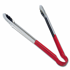 Universal tongs  stainless steel, polyvinyl chloride , L=40cm  metallic, red