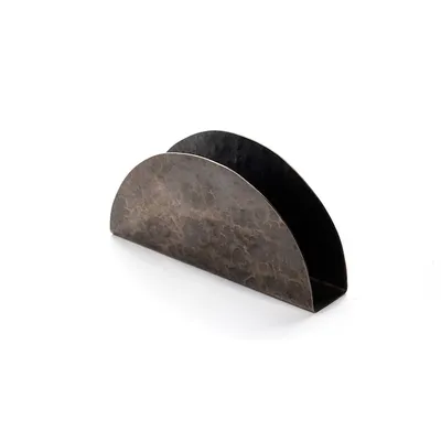 Салфетница «Такт» полукруглая, с чеканкой и патиной мельхиор ,H=8,L=15см серебрист.