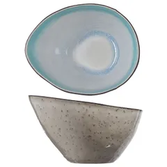 Salad bowl “Malibu”  ceramics , H=85, L=150, B=120mm  white, turquoise.