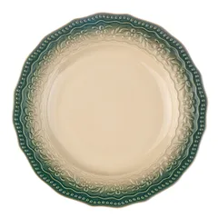 Тарелка «Эйфория» фарфор D=20см бежев.,зелен., Цвет: Бежевый, Диаметр (мм): 200