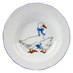 Тарелка глубокая «Надежда» Гуси фарфор D=220,H=43мм белый,синий