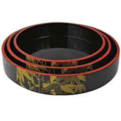 Блюдо барабан для суши пластик D=33,H=5см черный,желт.