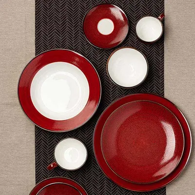 Тарелка для супа «Джаспер» фарфор 350мл D=227,H=48мм белый,красный, изображение 9