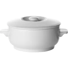 Чашка бульонная «Симплисити Вайт» с крышкой фарфор 450мл D=12,H=6,L=17см белый