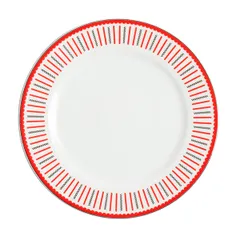 Тарелка «Мезень» Классик Заборчик плоская фарфор D=250,H=22мм белый,красный