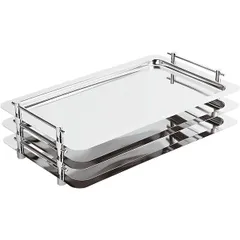 Rectangular tray with handles  stainless steel , L=53, B=32.5 cm  silver.