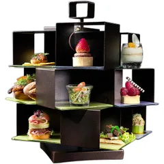 Стойка фуршетная 15 отделений вращающаяся металл,стекло ,H=41см бежев.