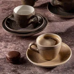 Чашка кофейная «Революшн Гранит» фарфор 85мл D=7см серый,коричнев., изображение 2