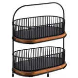 Этажерка 2 яруса металл,дерево ,H=37,5,L=31,B=17см черный