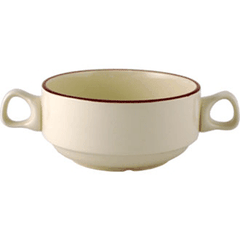 Broth cup “Claret”  porcelain  285 ml  D=115, H=52mm  beige, burgundy