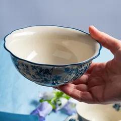 Салатник «Фиори» фарфор 350мл D=15см слон.кость,синий, Диаметр (мм): 150, изображение 3