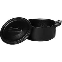 Кастрюля для запекания «Бель Кузин» с крышкой фарфор 80мл ,H=60,L=100,B=65мм черный, изображение 2