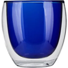Бокал для горячих напитков «Проотель» двойные стенки термост.стекло 250мл D=8,H=9см синий