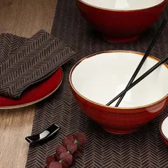 Тарелка «Джаспер» мелкая фарфор D=226,H=25мм белый,красный, изображение 4