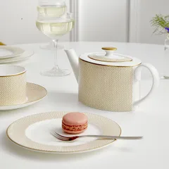 Тарелка «Даймонд» кост.фарф. D=168,H=15мм белый,золотой, изображение 4