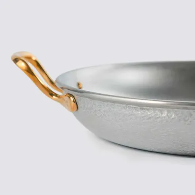 Сковорода для подачи «Бином» с двумя ручками с тиснением алюмин.,сталь нерж. 0,84л D=190,H=35мм сере, изображение 2