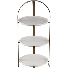 3-tier shelf with “Diana” plates  porcelain  D=20,H=45,L=21,B=21cm white