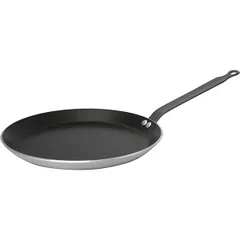 Pan for pancakes  aluminum, teflon  D=220, H=25, L=420mm  black, silver.