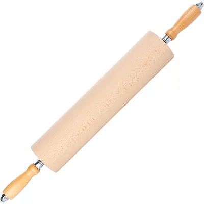 Скалка с вращающейся ручкой бук ,L=70/40,B=9см древесн.,белый