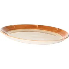 Блюдо «Паприка» овальное фарфор ,H=20,L=300,B=235мм оранжев.,бежев., изображение 2