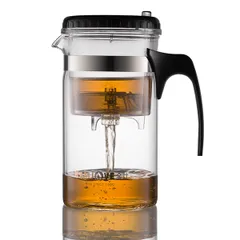 Чайник заварочный «Гунфу» с фильтром с кнопкой стекло,пластик 1л прозр.,черный, изображение 2