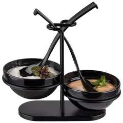 Салатник на подставке набор[2шт] пластик,сталь нерж. 250мл ,H=19,L=23,5,B=12,5см черный, изображение 2