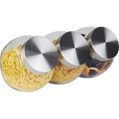 Емкость фуршетная для закусок с крышкой стекло,сталь нерж. 1л ,H=18,L=19,B=12,5см, изображение 3