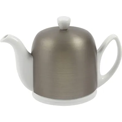 Чайник заварочный «Салам» с колпаком фарфор,алюмин. 0,7л белый,серебрист., изображение 2