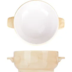 Чашка бульонная «Хани» без крышки с ручками фарфор 450мл D=12,H=6см бежев., изображение 2