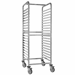 Trolley for trays and gastronorm containers 2/1  stainless steel , H=170, L=75, B=66 cm  silver.