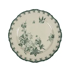 Тарелка «Боярышник» плоская керамика D=185,H=23мм белый,зелен.
