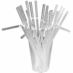 Трубочки со сгибом[1000шт] полипроп. D=6,L=210мм прозр.